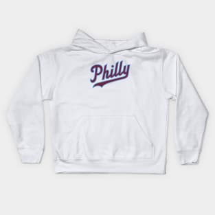 Philly Script - White/Burgundy Kids Hoodie